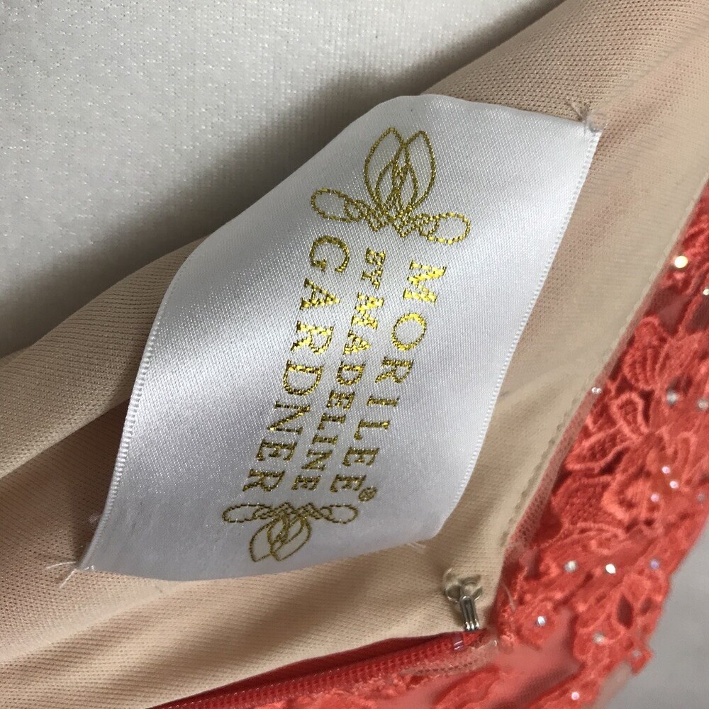 MoriLee by Madeline Gardner Coral Lace Overlay Fitted Prom Pageant Dress Size: 5 - Picture 8 of 8